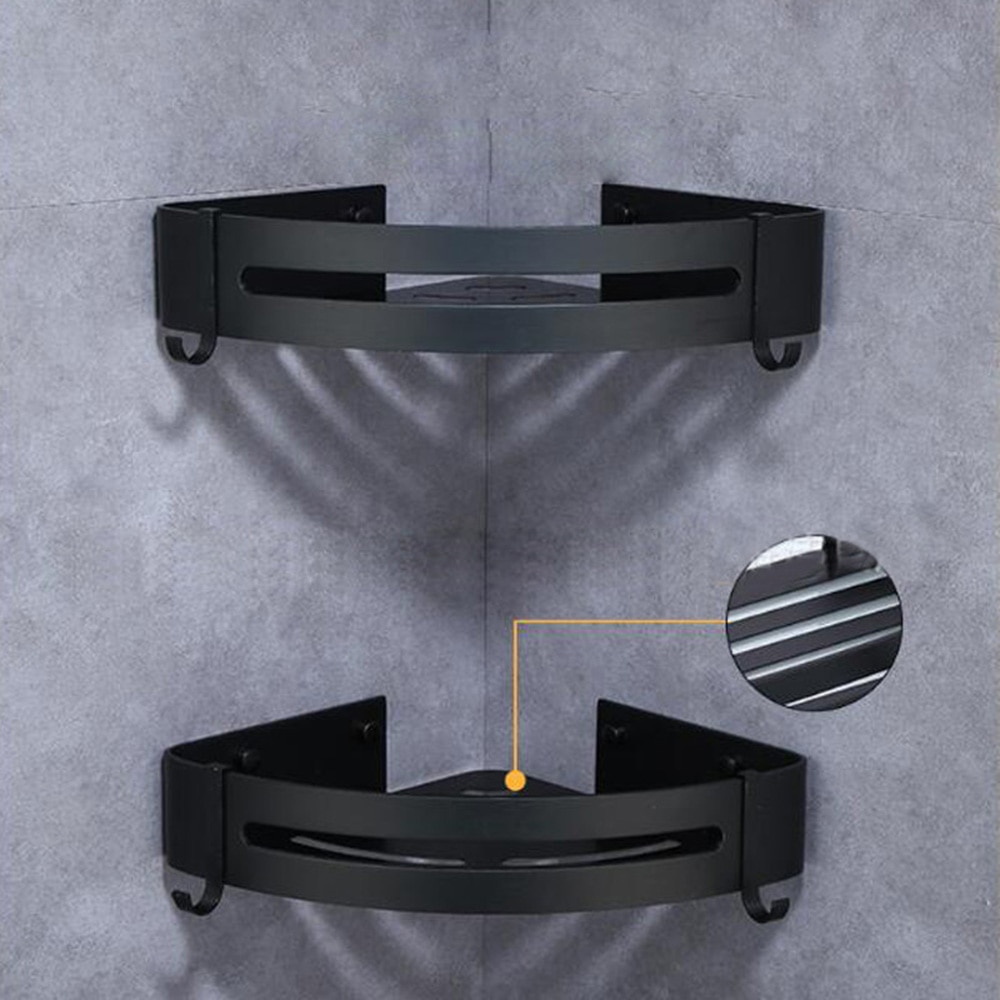 Dreieck Handtuch Dusche Storage Rack Schwarz Ecke Regale Wand Montiert Aluminium Lagerung Korb Organizer Bad Zubehör
