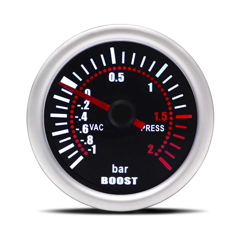 YOMI 2" 52mm Smoke lens Boost gauge bar psi Vacuum Water temp Oil temp Oil press Voltmeter Fuel level Tachometer rpm gauge: Boost gauge BAR