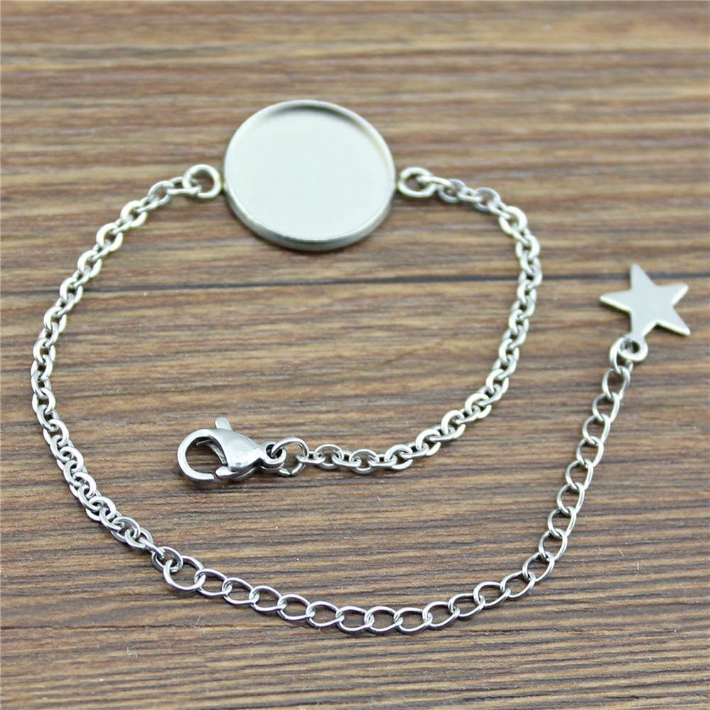 WYSIWYG 2 sztuk 10 style Fit 12/14/16/18/20mm okrągłe szkło Cabochon ze stali nierdzewnej serce/krzyż/wygięty kształt bransoletki i łańcuszki na rękę: 18mm / WHITE