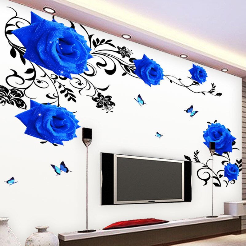 DIY Large Blue Rose Flowers Living Room Decoration... – Vicedeal
