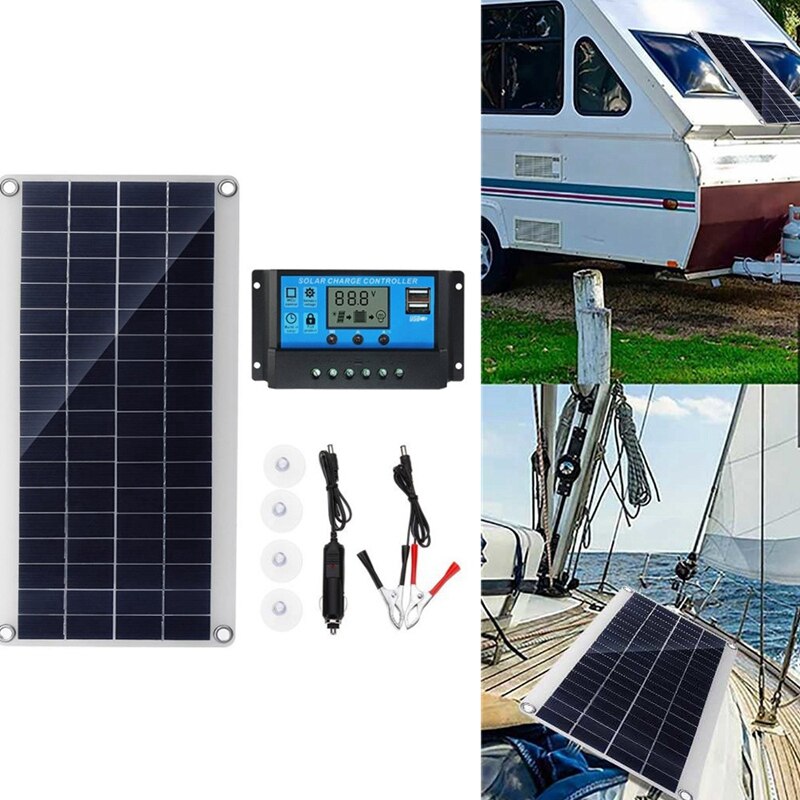 10W Flexible Solar Panel Solar Cells For Car RV Boat Home Roof Van Camping Solar Battery, Solar Controller Module