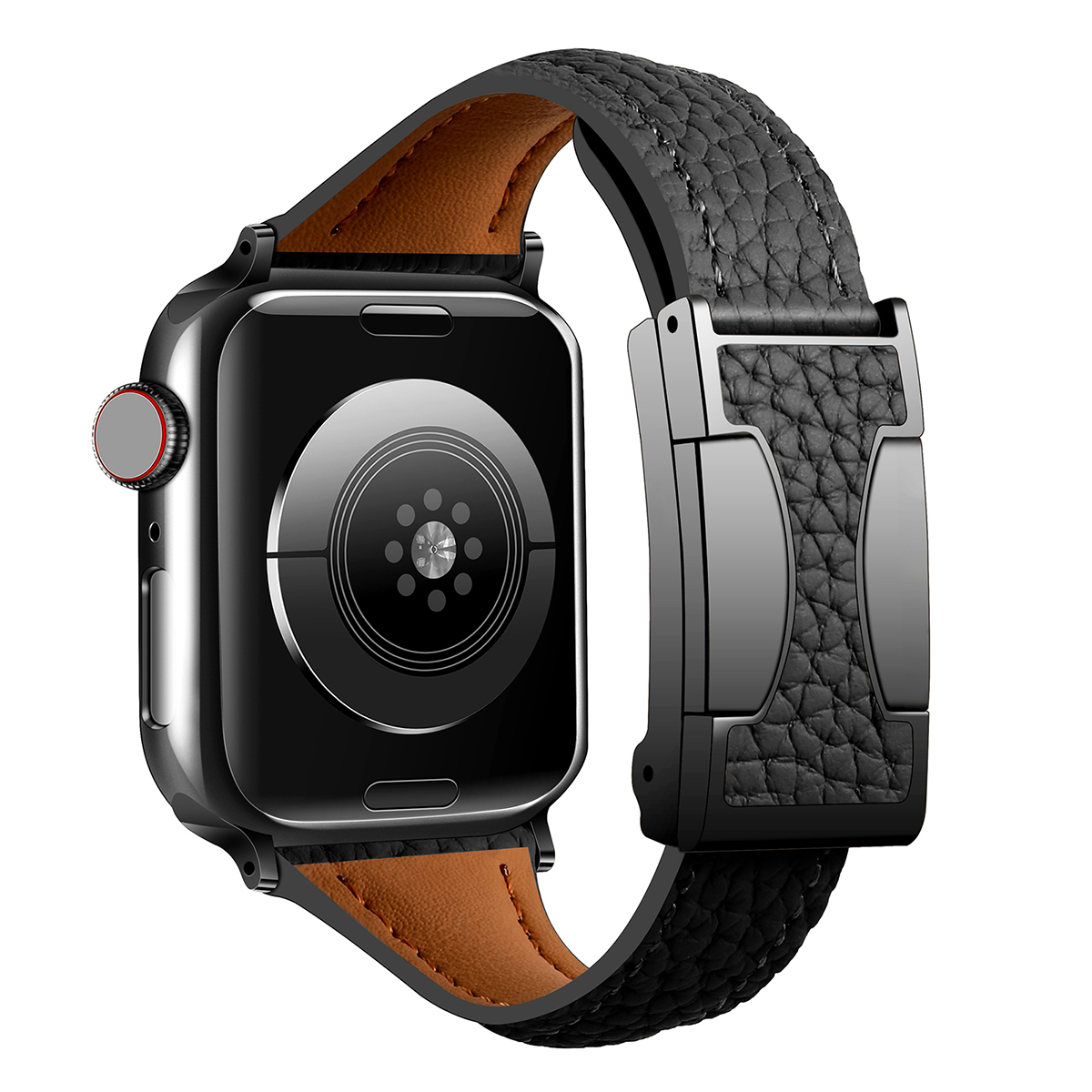 Læderrem til apple watch 10 9 8 46mm 42mm 41mm 44mm 45mm 40mm magnetisk urrem til kvinder, armbånd, iwatch 7 se 6 5 4: Sort / 14mm