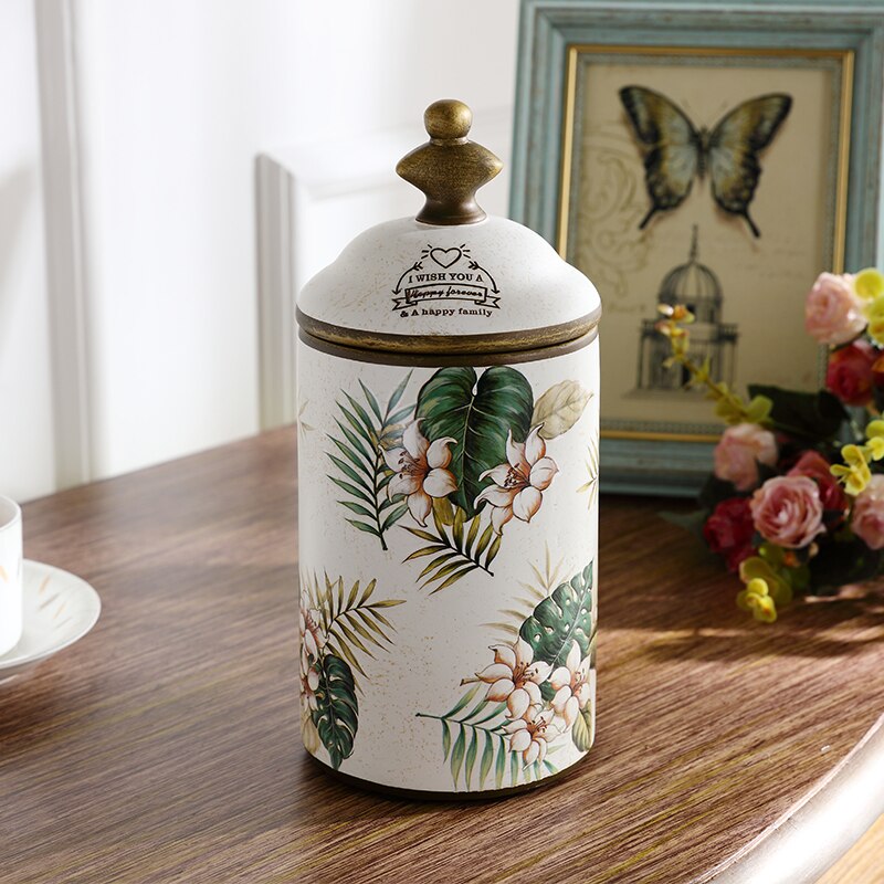 Chinese Keramiek Snoep Potten Met Deksel Opslag Jar Suiker Kom Antieke Patroon Sieraden Container Organizer Rustieke Home Decor: a