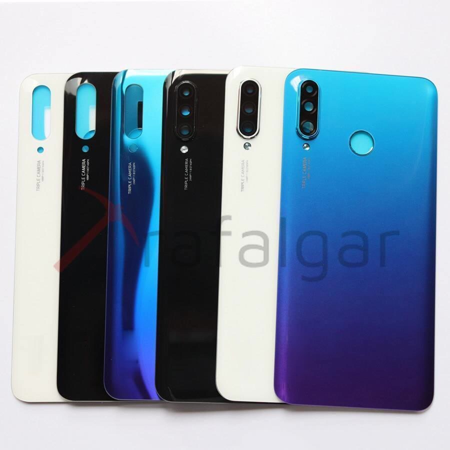 Til huawei  p30 lite batteridæksel bagside glaspanel nova 4e baghus dørkasse med udskiftning af kameraglas linse mar -lx1