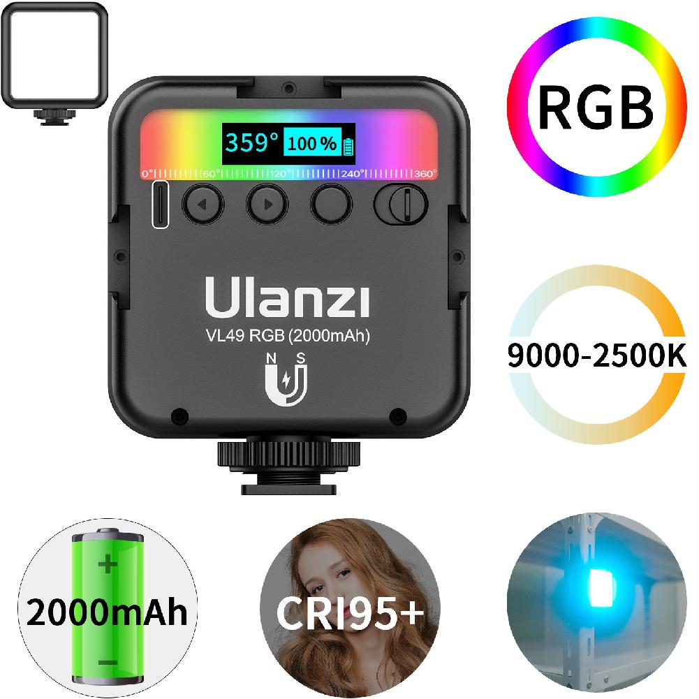 UlanziためVL49 rgb ledビデオライト2500k-9000k磁気ミニ補助光拡張3コールド靴2000mahタイプcポート一眼レフカメラ用: Default Title