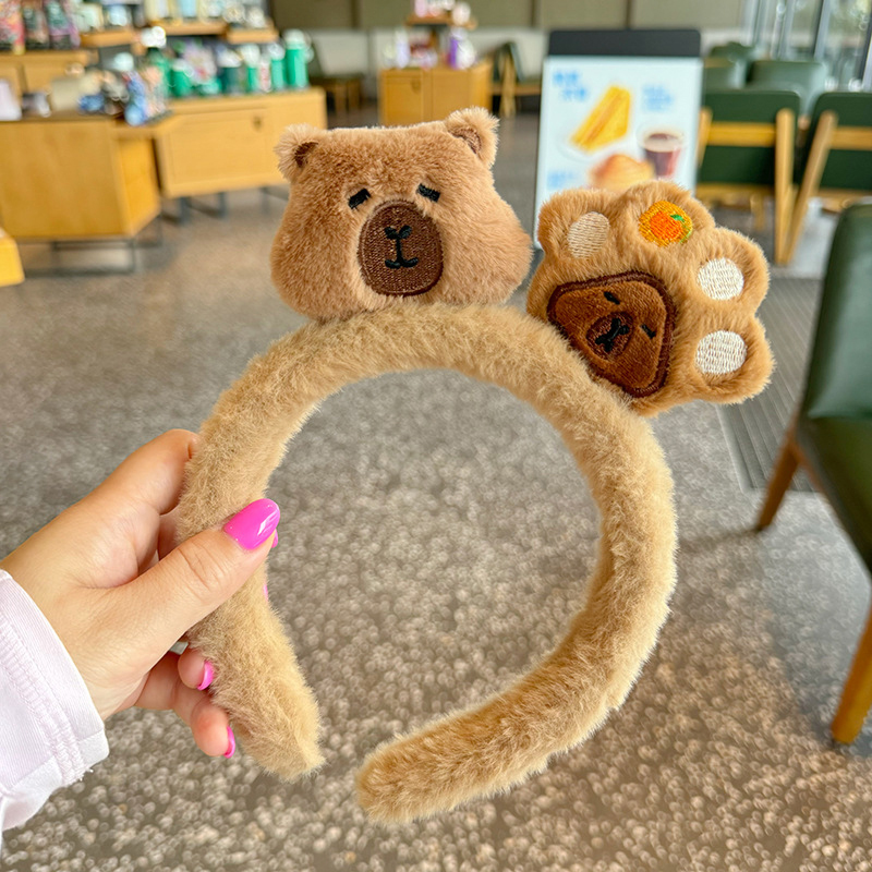 Cute Cartoon Capybara Headband para mulheres e meninas, doce versátil Hairbands, requintado Hairbands, acessórios engraçados do cabelo, presentes de aniversário