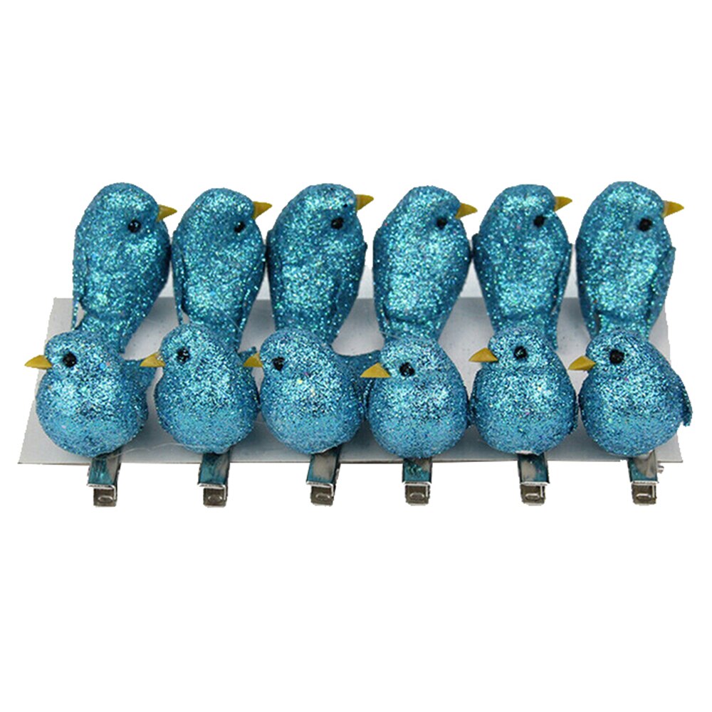 12 stk diy dekoration skum simulering fugl mini mikro dekorativ prop kunstig fugl: Blå