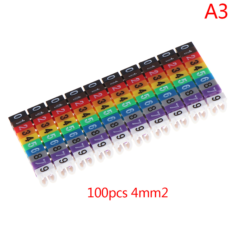100/150 stk kabelmarkører farverig c-type markeringsnummeretiket til 2-3mm ledninger: 4mm