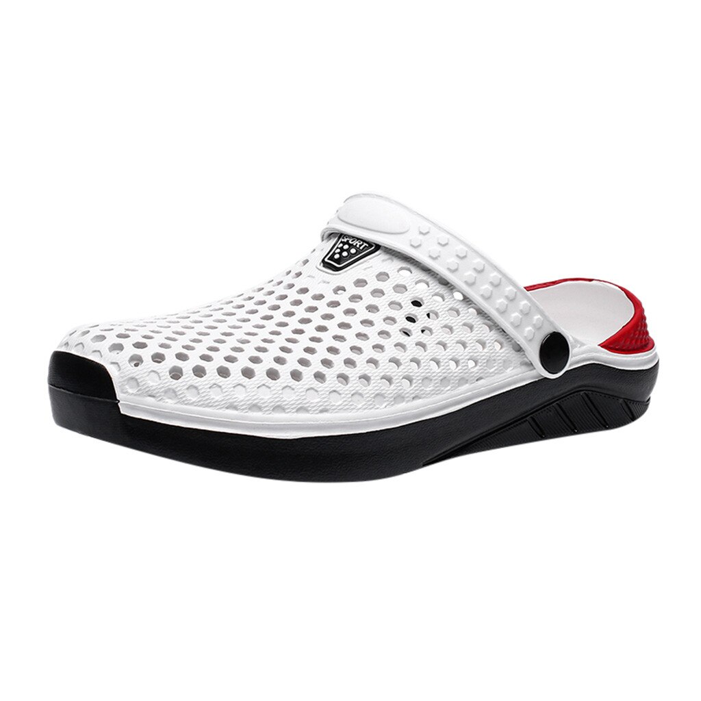 SAGACE Sandals Shoes Unisex Sandals Outdoor Flat Hollow Out Slippers Breathable Walking Beach Sports Sandals Hole Shoes: WH / 39