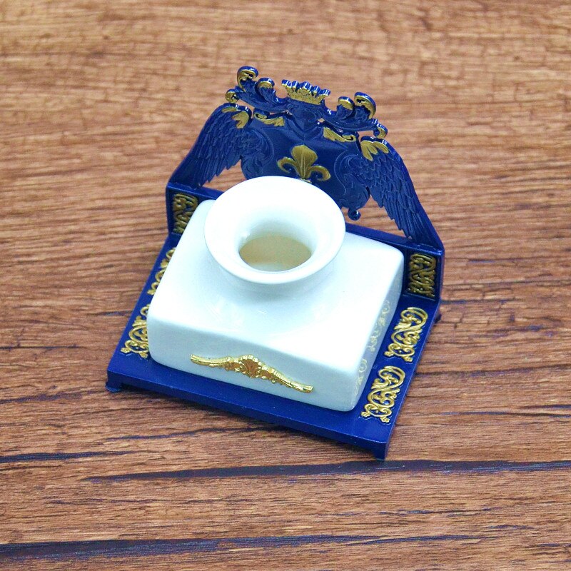 Copper Butterfly Calligraphy Painting Ancient Calligraphy Ink Tank ,glass Dip Pen Rack, Pen Holder: Blue Gold