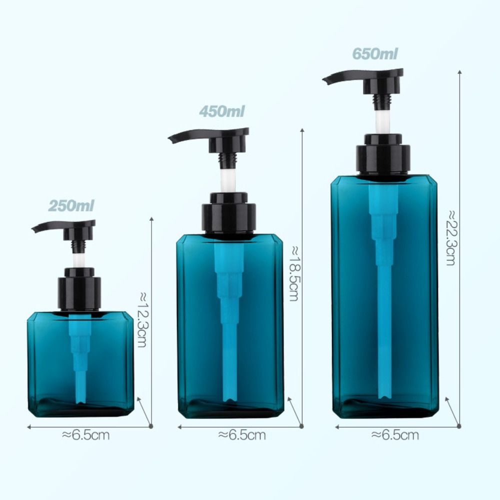 Plastic Liquid Soap Dispenser Square 250/450/650ml Storage Bottles Refillable Outdoor Shampoo Press Empty Bottles