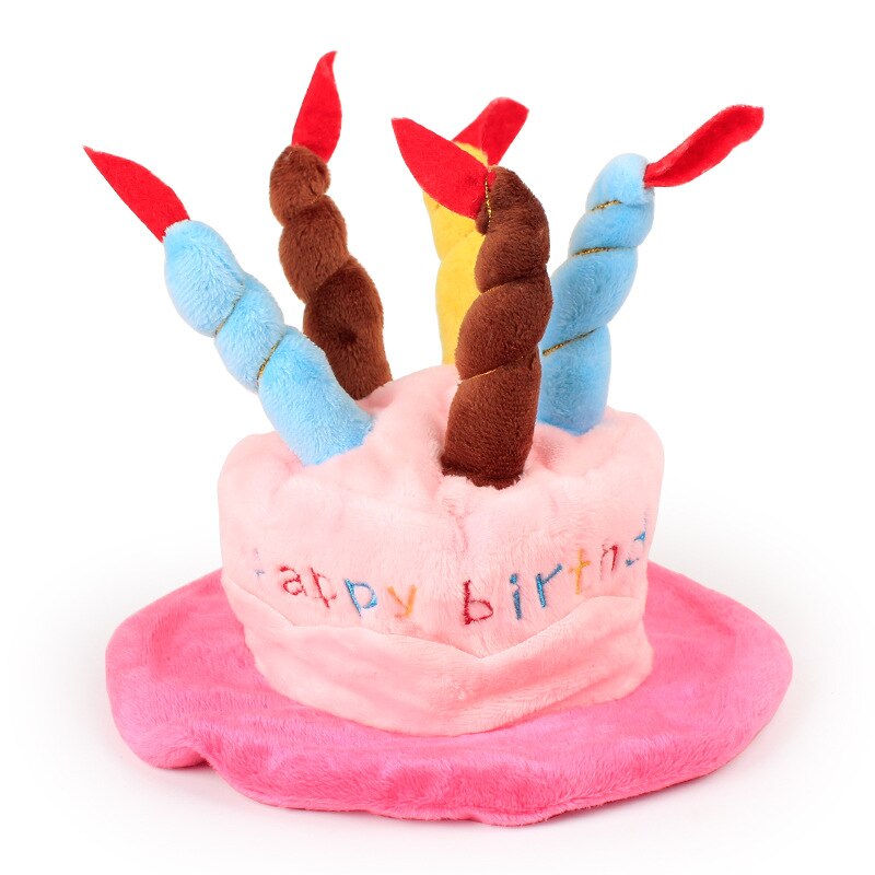 Grattis på födelsedagen husdjur katt hatt mössa för katt julfestival husdjur tillbehör söta hattar produkter för katt kattunge huvudbonader tillbehör: Rosa