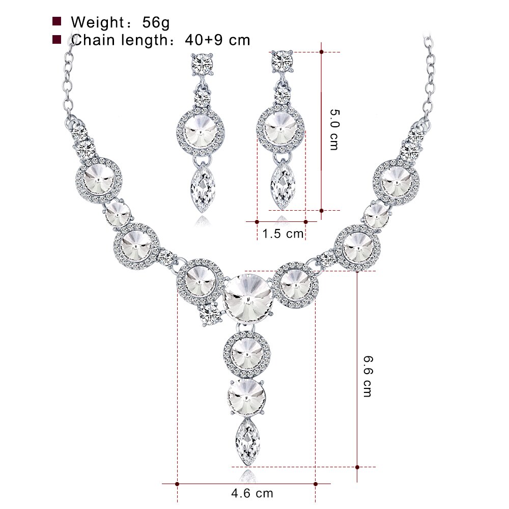 FARLENA Multicolor Ronde Crystal Ketting Oorbellen voor Vrouwen Bruiloft Accessoire Mode Strass Bruids Sieraden sets