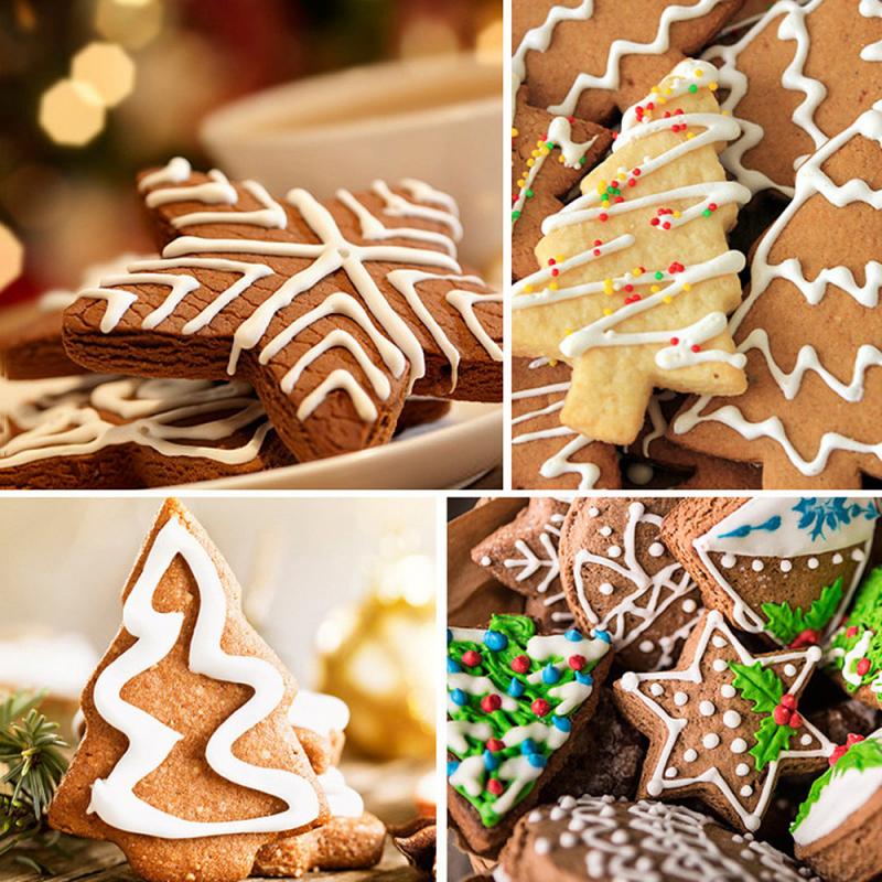 4 Stuks Leuke Bakken Biscuit Cutter Mould Cookie Stempel 3D Cookie Plunger Cutter Diy Bakvorm Kerstboom Sneeuw Cookie herbruikbare