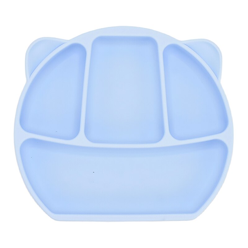 Baby Feeding Plate Food Grade Silicone Animal Type Suction Baby Plate BPA Free Waterproof Kid Tableware Plate Children Dishes: Blue