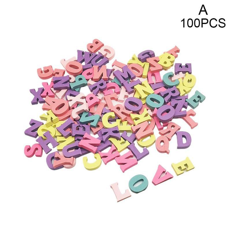 100 Stks/set Multi-Gekleurde Houten Letters Cijfers Blokken Onderwijs Puzzel Blok Diy Kinderen Houten Materialen Letters/Cijfers I0D0: Letter