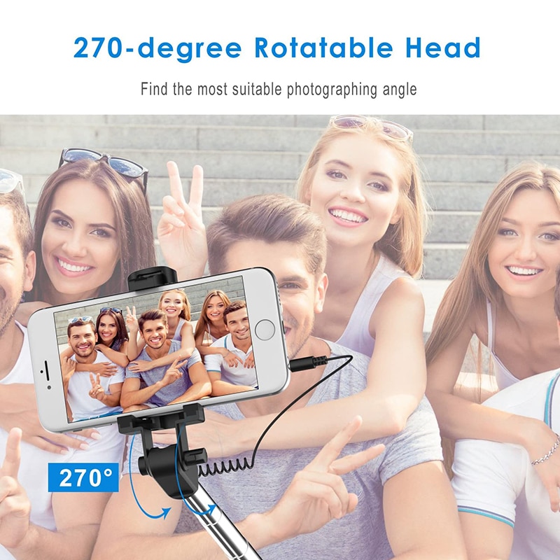 Selfie Stick For Samsung S10 e S9 S8 Plus Note 9 8 3.5MM Jack Extensible Selfiestok For Huawei Mate30 Mate20 P30 Selfie Holder