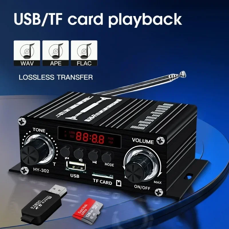 Amplificateur numérique Bluetooth 12V, pour maison et voiture, 2 canaux, haut-parleur sonore HIFI, récepteur FM, Mini amplificateur Audio, nouveauté 2024