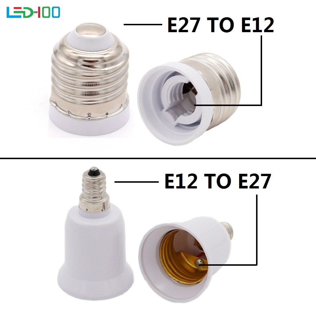 Lamphouder E27 Om E12 Adapter Converter Vlamvertragende Houder Adapter E12 Om E27 Lampvoet