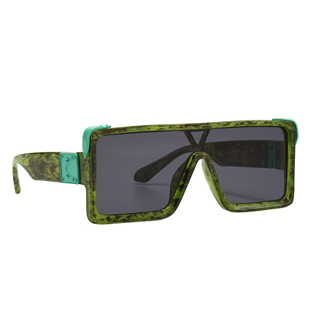 estilo Vintage negro blanco cuadrado gafas de sol de gran tamaño hombres una pieza Hip Hop gafas de sol: 3