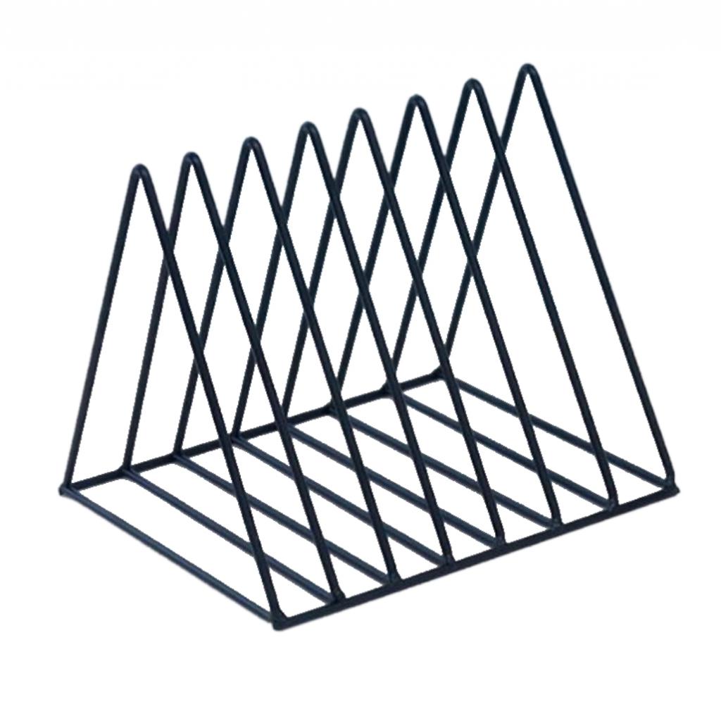 Organizador de archivos Irregular/triangular, colección de cables, estante de almacenamiento de hierro para escritorio, estantería, soporte para revistas para decoración del hogar y oficina: A Black