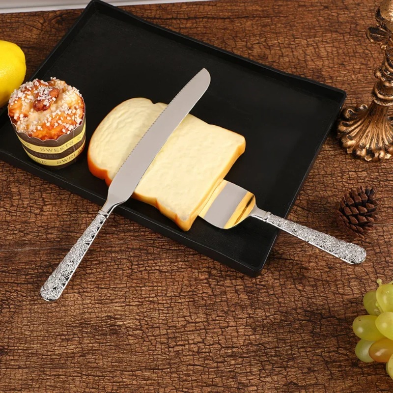 Couteau à Gâteau Nordique en Alliage de Zinc, Ustensile de Cuisson pour Dessert de Mariage, Pizza, Har, Fourmi Sync der, 2 Pièces