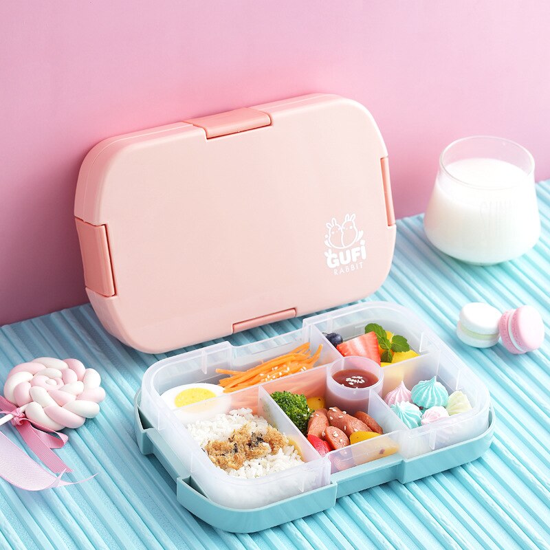 Portable Microwave Lunch Box Microwave Multiple Grids Food Storage Leakproof Kids Bento Box Container Japanese Style