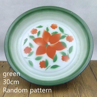Disco de esmalte nostálgico antiguo, plato de té esmaltado, plato de fruta esmaltado, estilo chino.: Green-30cm