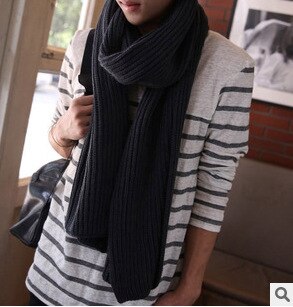 Mandlig vintervarmer sort marineblå gråfarvet akrylstrikkede tørklæder til herrer: Mørkegrå