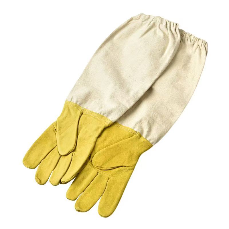 1 paio di guanti morbidi per apicoltore con pollice dritto per apicoltura, guanti per tenere le api in pelle di capra con maniche lunghe ventilate