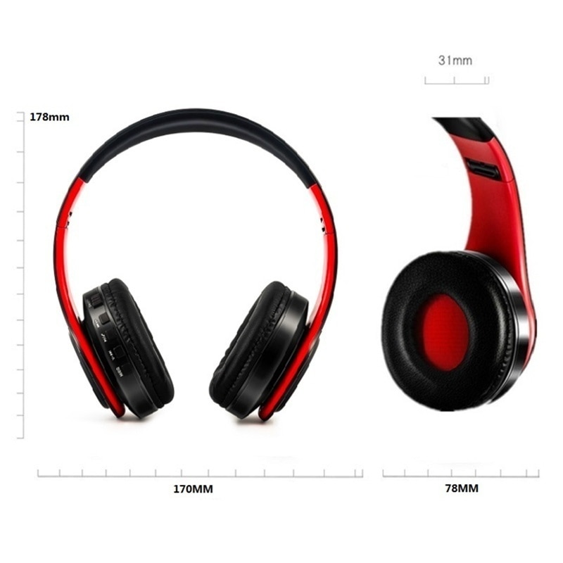 Bluetooth4.0 Foldable Stereo Wireless Headphone Bass Headset Microphone Support TF Card FM Radio MP3 Player For Phone PC PAD