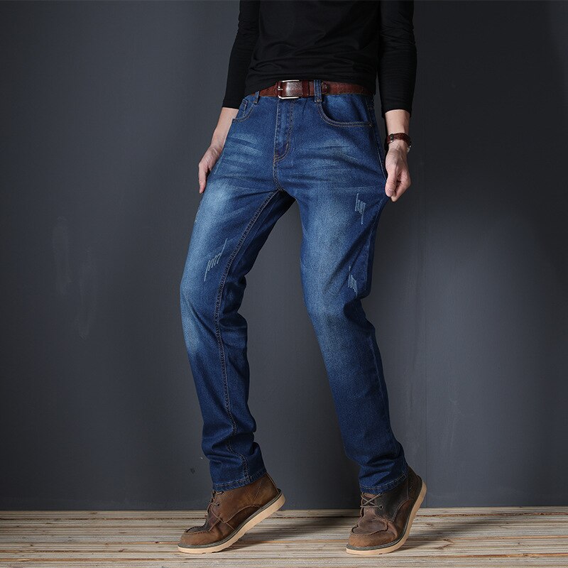 Plus Size 30 46 48 Jeans Mannen Business Casual Mannelijke Denim Broek Straight Slim Fit Broek yong Man 6XL