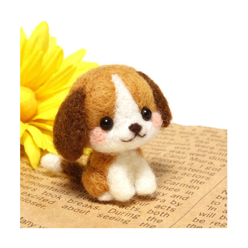 1 ensemble de laine pour feutre à l'aiguille panda, chats, chiens, lapin, cerf, lion, timbres, ensemble Shiba Inu animaux: Or