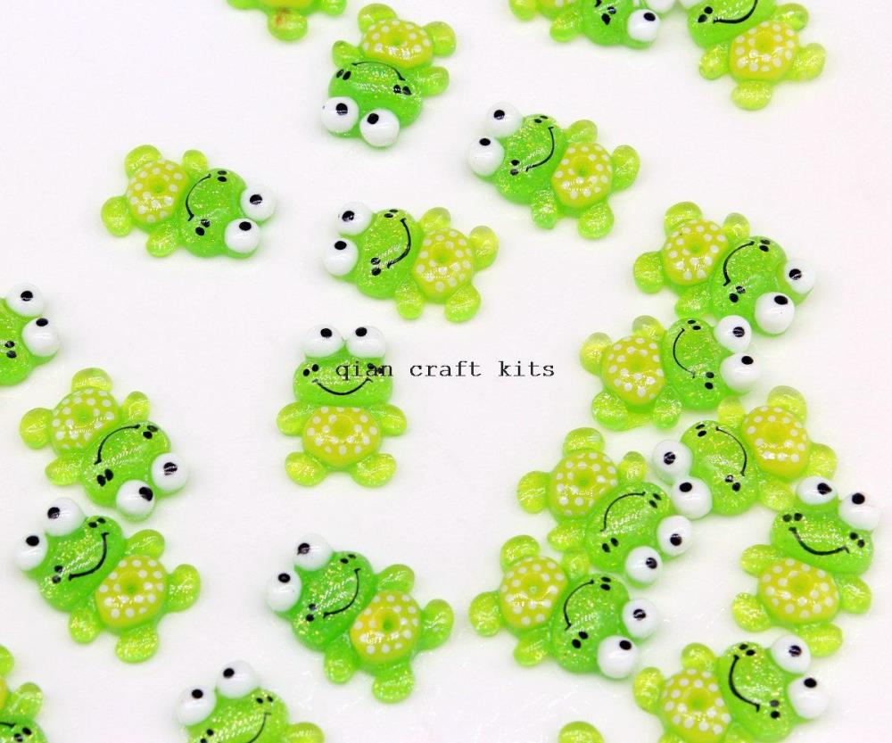 50pcs Glitter Frog Resin Flatbacks - Resin Cabochons flatback Buttons Resin Charms dotted resin