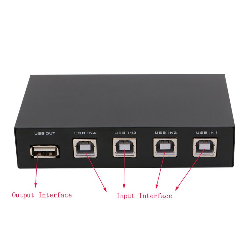 Caja de adaptador de interruptor para impresora, dispositivo para compartir de 4 puertos USB 2,0, para escáner de PC