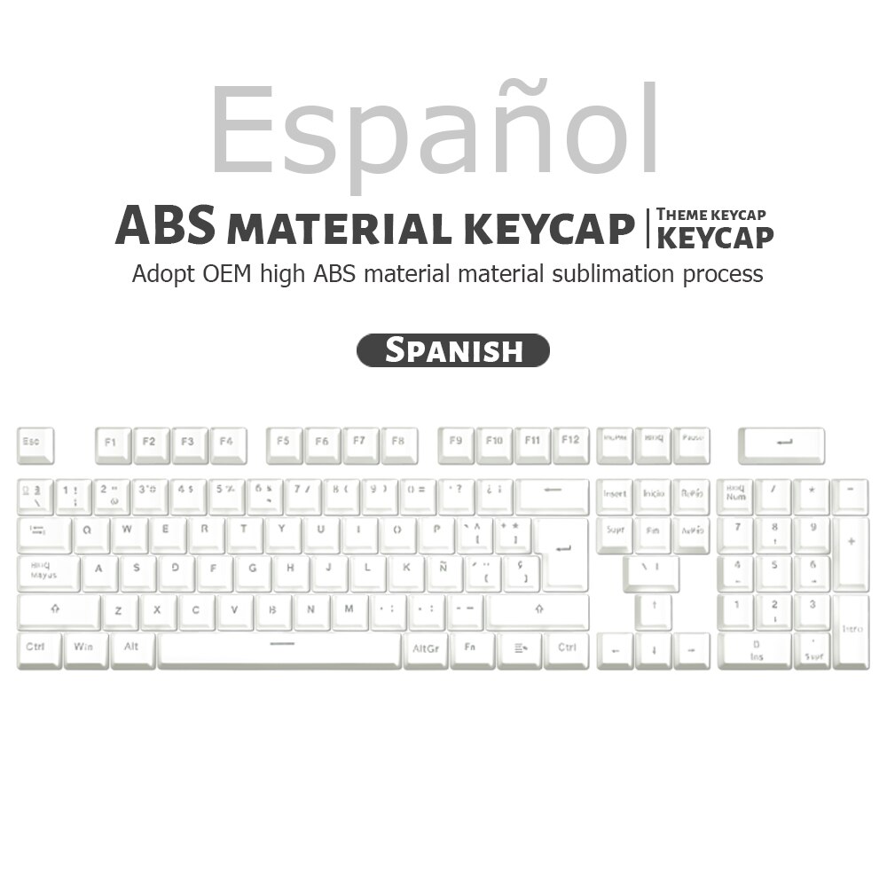 104pcs Russian/Spanish/French/Korean Keycaps OEM Profile Backlit Transparent Keycaps For Gaming Mechanical Keyboard ISO Layout