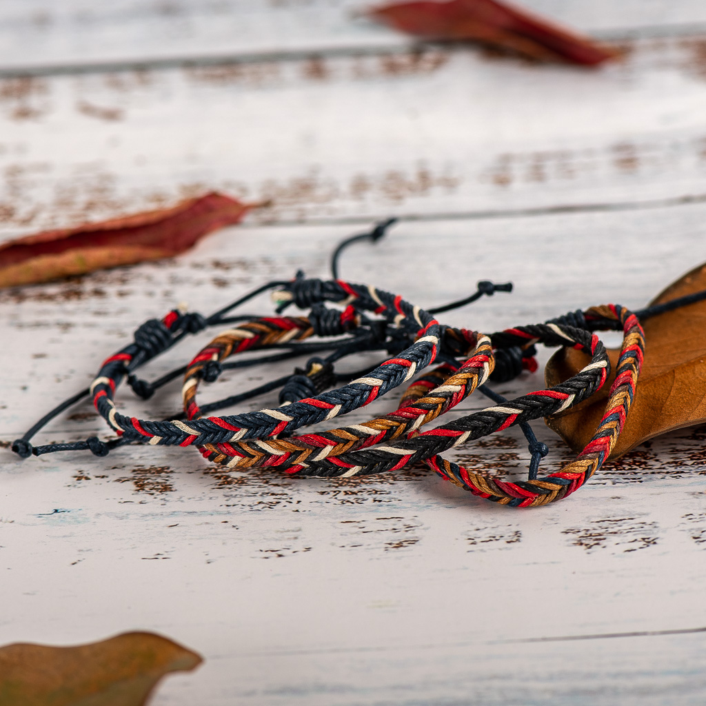 Pulsera ajustable de cuerda de macramé hecha a mano para mujer, lote de pulseras tejidas de hilo, , # KY301