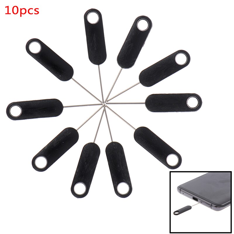 10Pcs Universele Sim Kaart Lade Pin Uitwerpen Verwijderen Naald Opener Ejector Voor Smartphones Tabletten Zwart