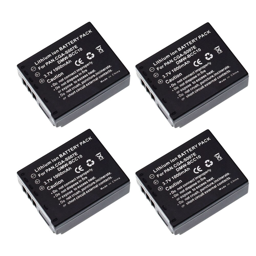 2 Batterij Voor Panasonic Lumix Tz DMC-TZ3 TZ5 TZ4 CGA-S007 S007E S007A/1B: 4 battery