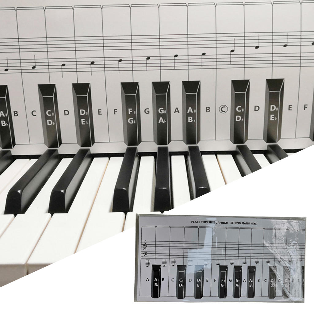 Ensemble de papiers d&#39;aide à la pratique du clavier, Guide du tableau des notes de Piano, carton d&#39;entraînement à 88 touches à l&#39;échelle 1:1, autocollants de Piano transparents