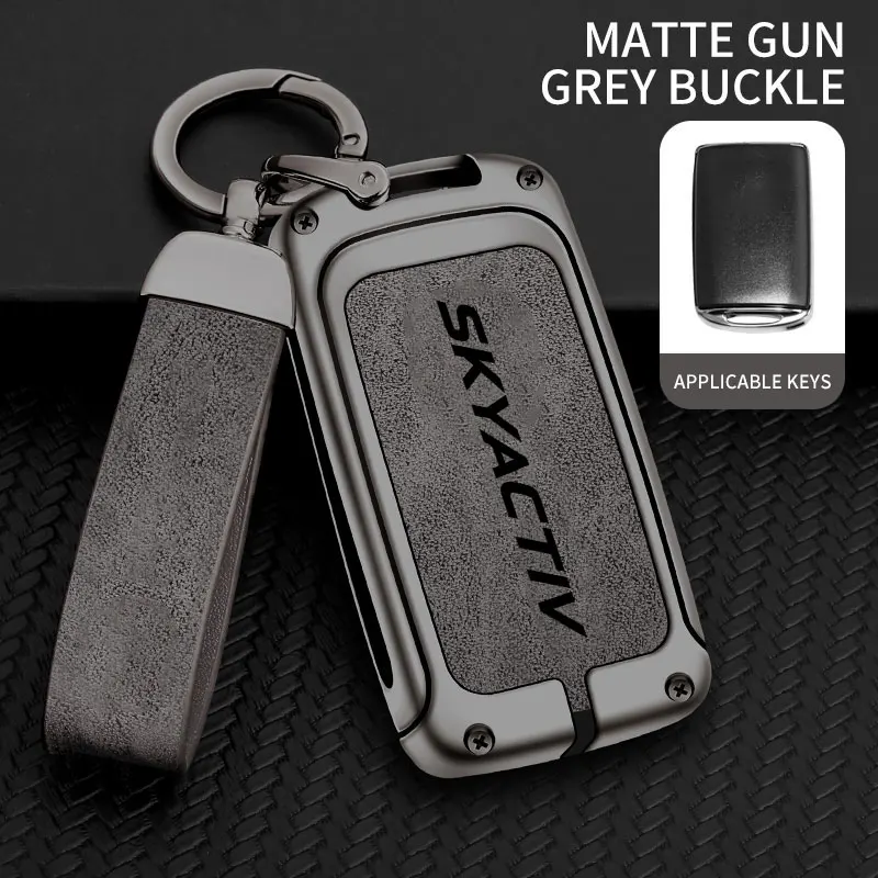 Porte-clé de voiture en alliage de Zinc Skyactiv pour Mazda 3 2 6 CX3 CX5 CX30 CX8 CX9 MX5 SKYACTIV, couvercle de protection pour clé de voiture: Black
