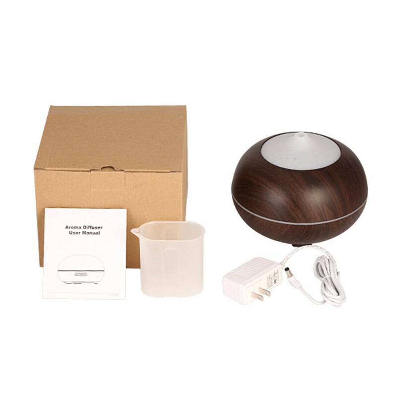 550ml Wood Grain Aroma Diffuser Ultrasonic Essential Oil Diffuser Timing Air Humdifier with 7 Colors LED Lights Air Purifier