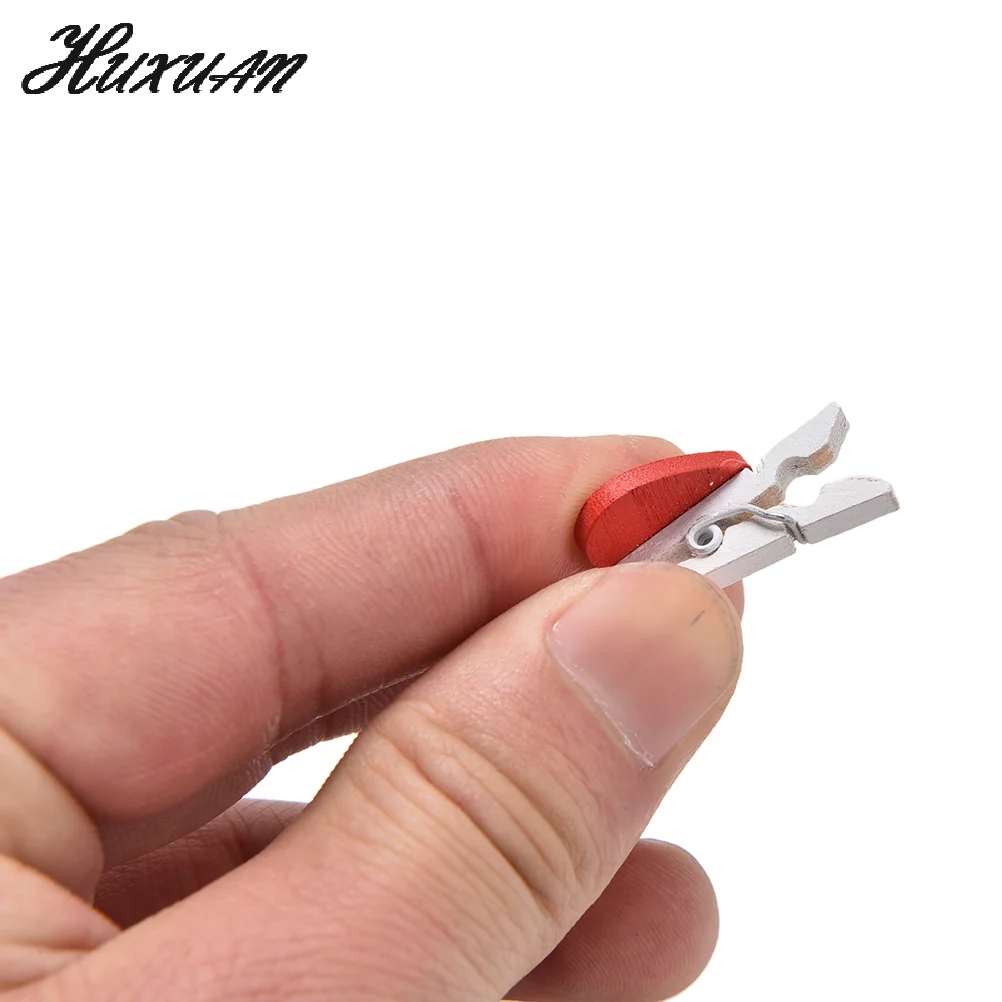 20/50Pcs Mini Loving Red Heart Shape Wood Clips Handicrafts Photos Papers Clothes Pegs Home Bachelorette Party Decorations