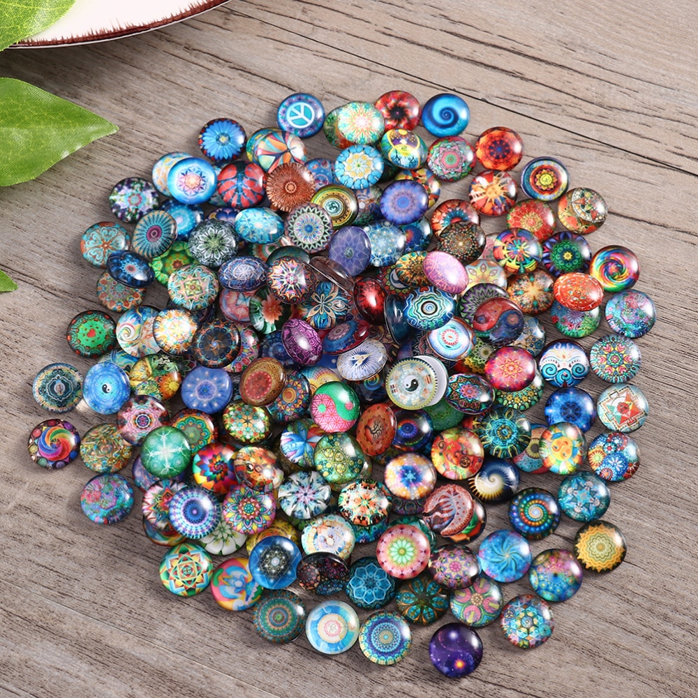 1 einstellen 50Stck gemischt Runde Mosaik Fliesen für Handwerk Glas Mosaik Liefert für Schmuck Machen (Bunte 10MM)