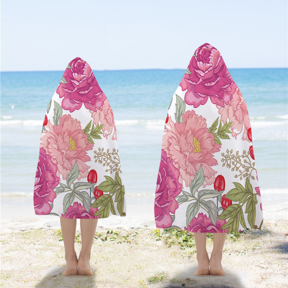 Silstar Tex Bright Rose Kap Strand Handdoeken Meisje Aquarel Bloemen Badkamer Handdoek Absorberende Jurk Swim Wrap