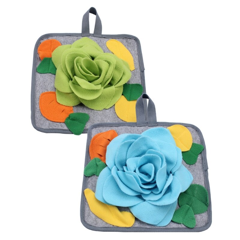 Rabbit Foraging Mat 12" x 12" Boredom Breaker Enrichment Snuffle Mat Toy for Chinchillas Guinea Pigs Ferrets Dogs