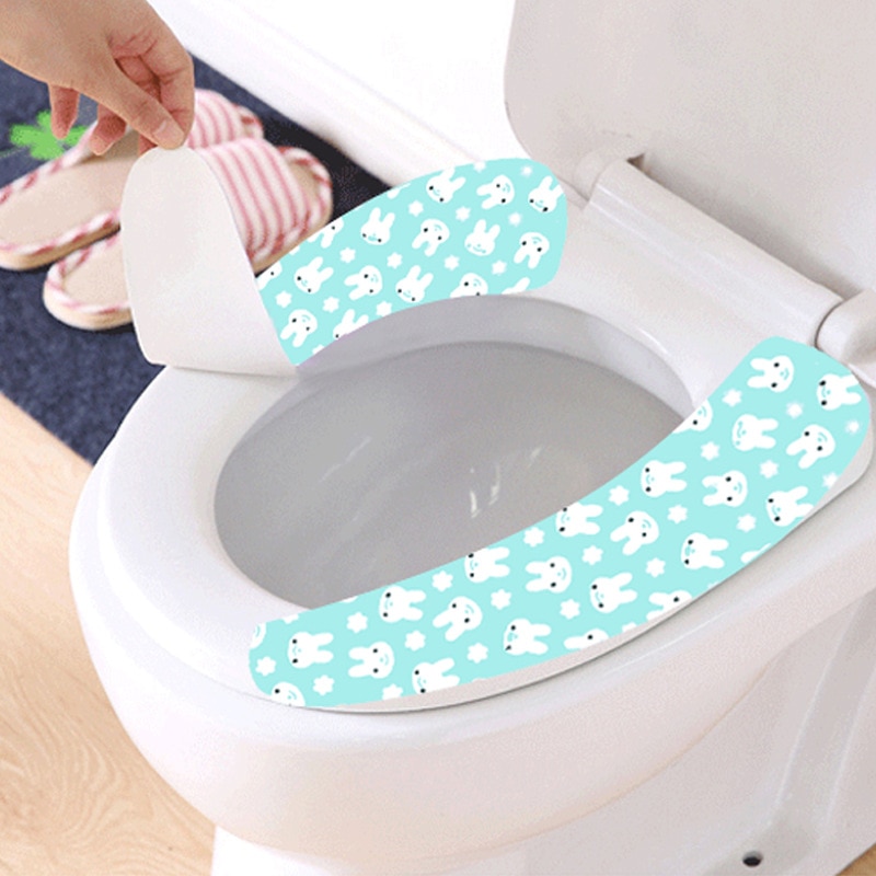 Paño de felpa corto sin rastro auto-adhesivo cubierta del asiento del inodoro baño calentador lavable tejido adhesivo cubierta del asiento del inodoro almohadillas Sticke