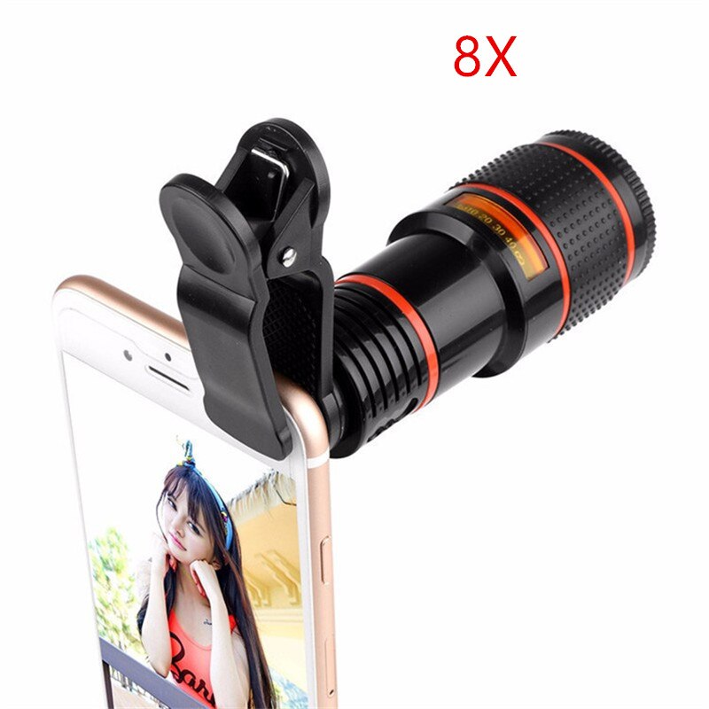 8x 12x Handy Objektiv Clip Optische Zoom Teleskop Objektiv HD Smartphone Kamera Objektiv für iPhone X Xs MAX XR 8 für Samsung S8 S9: 8X