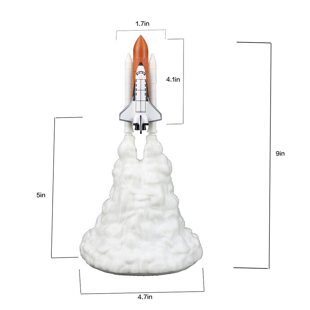 3D Print Space Shuttle Rocket Night Light LED Table Desk Lamp Room Decor Gift1:  small