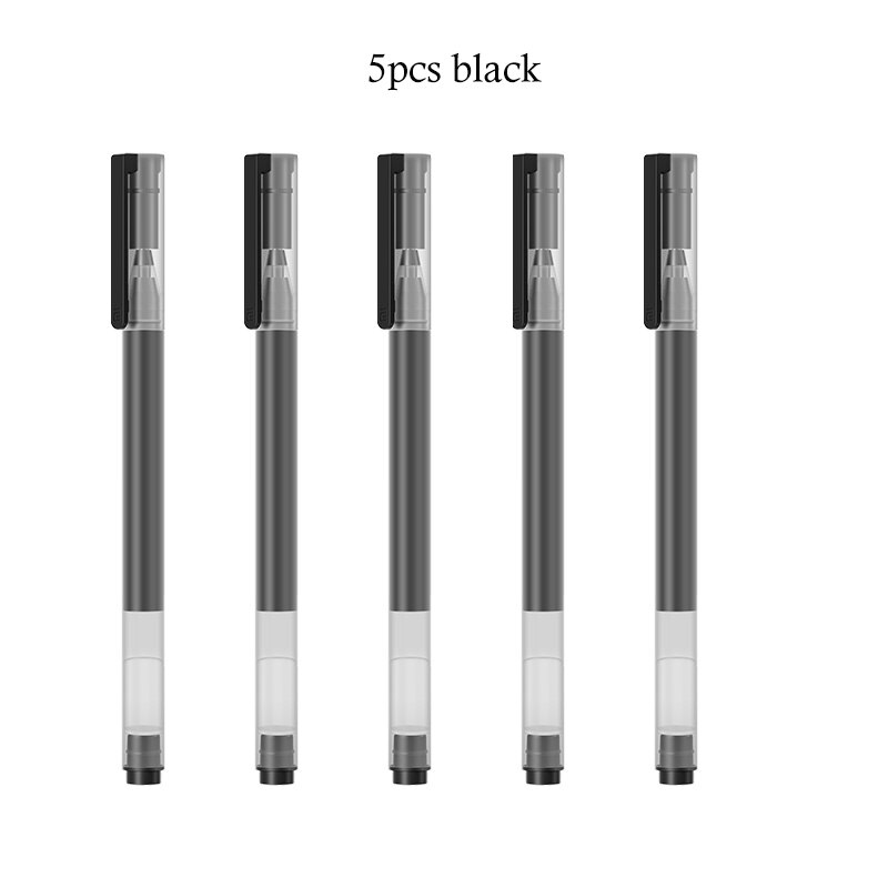 Xiaomi super holdbar skrivetegn pen 0.5mm gel pen underskrivning penne glat schweiz refill rød sort blæk pen kuglepen: 5 stk sort